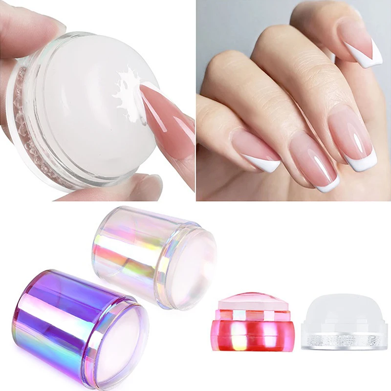 1Set French Nails Stamper Silicone Soft Head Transfer Plate DIY Stamping Template Fingertip Printing Manicure Accessory 5 Styles