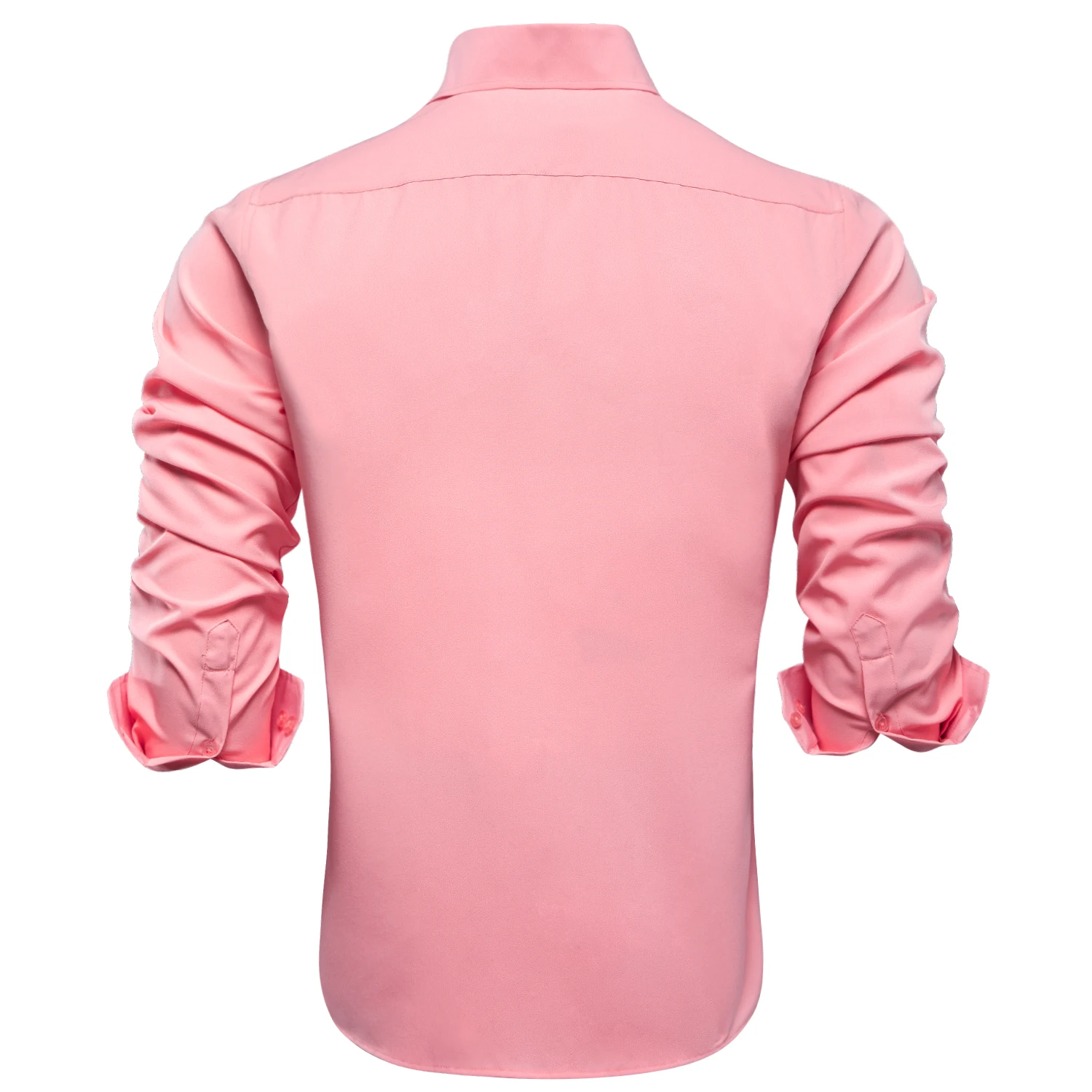 Hi-Tie Solid Plain Silk Mens Shirts Long Sleeve Lapel Shirt For Male Soft Comfortable High Quality 13 Colors Simple Casual Gift
