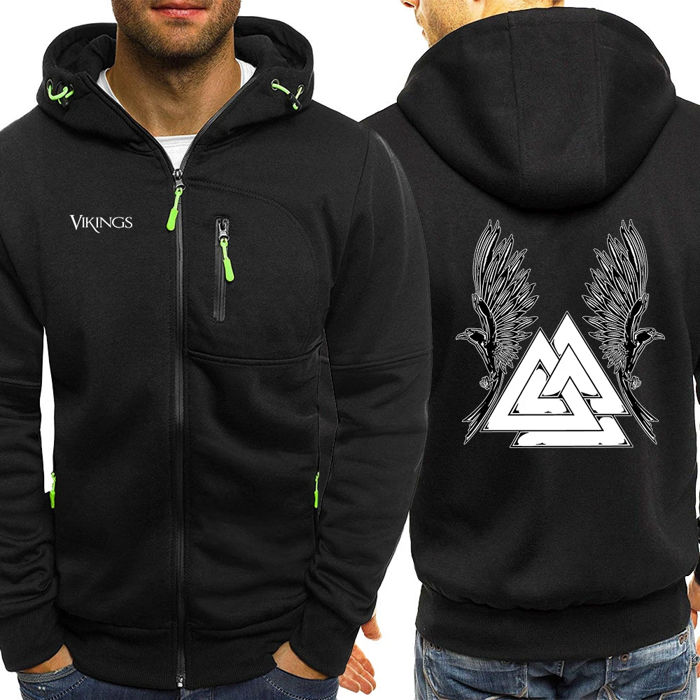 

Celtic Art Hugin And Munin Protecting The Valknut Print Mens Hoody Trend Creativity Streetwear O-Neck Casual Man Zipper Hoodies
