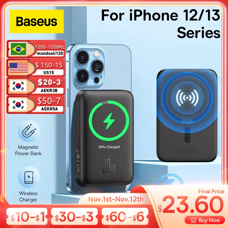 Baseus magsafe Power Bank 6000mAh 20W bezprzewodowa ładowarka do telefonu zewnętrzna bateria szybkie ładowanie dla iPhone 14 13 12 Series Poverbank 1 Baseus magsafe Power Bank 6000mAh 20W bezprzewodowa ładowarka do telefonu zewnętrzna bateria szybkie ładowanie dla iPhone 14 13 12 Series Poverbank 1