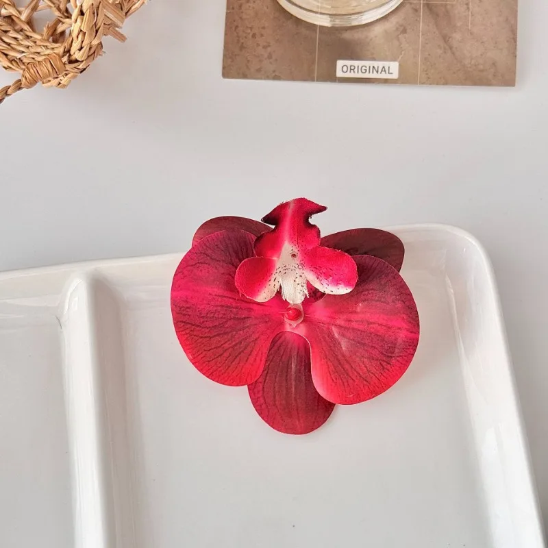 

3,5-дюймовая искусственная голова орхидеи-бабочки, сделай сам, ремесленный цветок для заколок для волос, бутоньерка, подарок, украшение торта