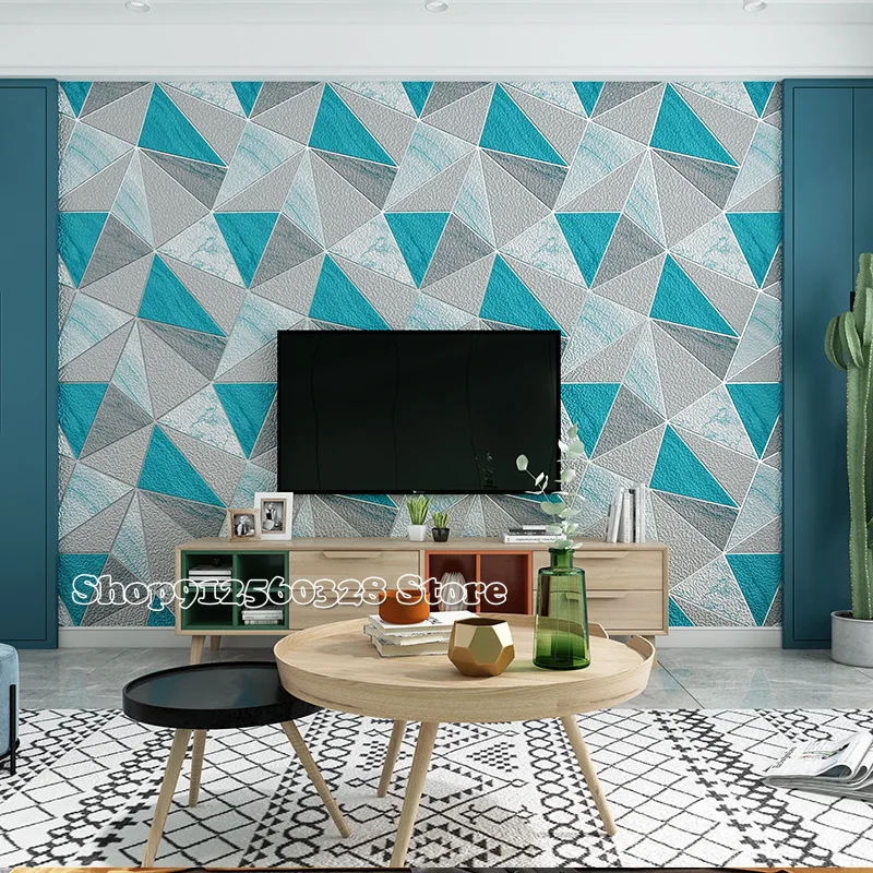 

Nordic Modern Simple 3D Solid Geometry Polygonal Pattern Deerskin Wallpaper Living Room TV Background Wallpaper