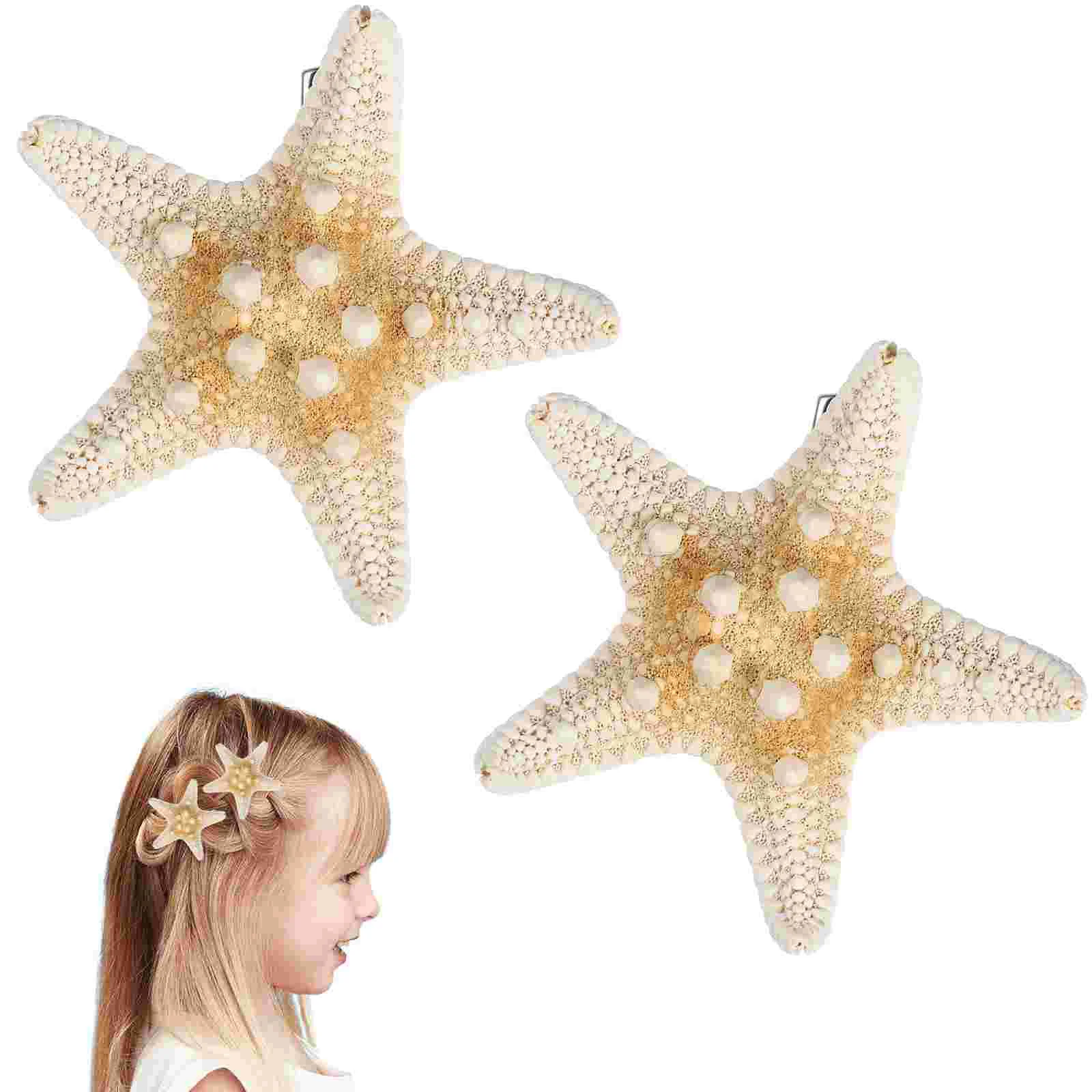 2 Pcs Natural Sea-star Hair Clips for Women Girls Unique Accessories Styling five-pointed star hairpin