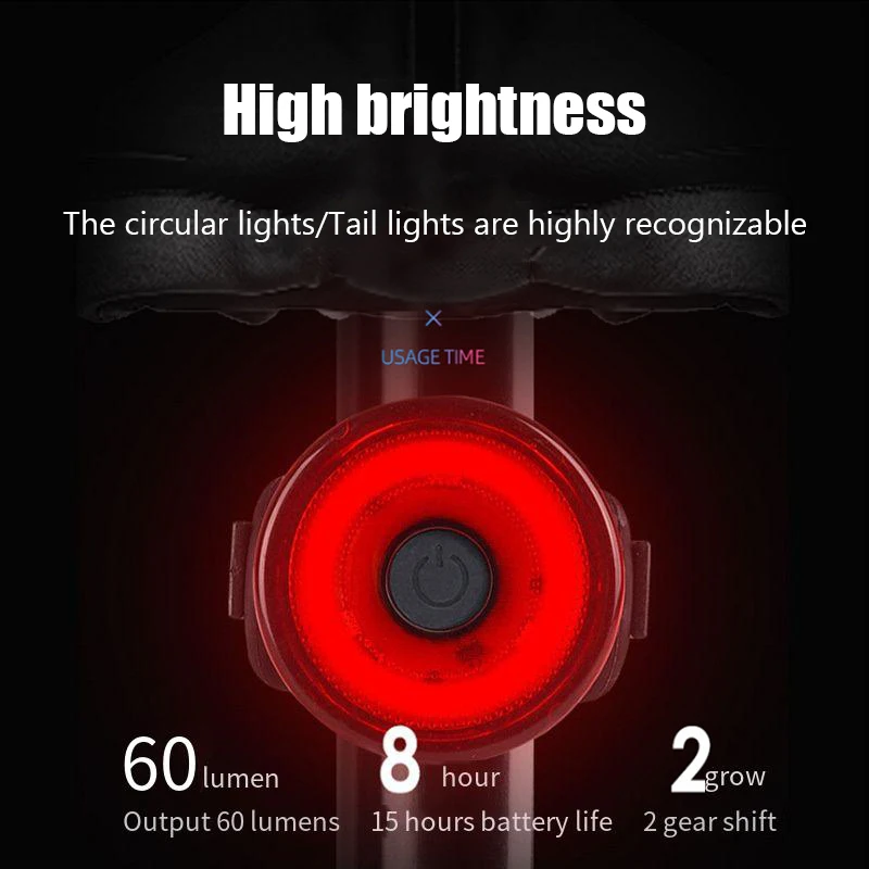 Задняя фара для велосипеда 60 люмен водонепроницаемая лампа освещение горного