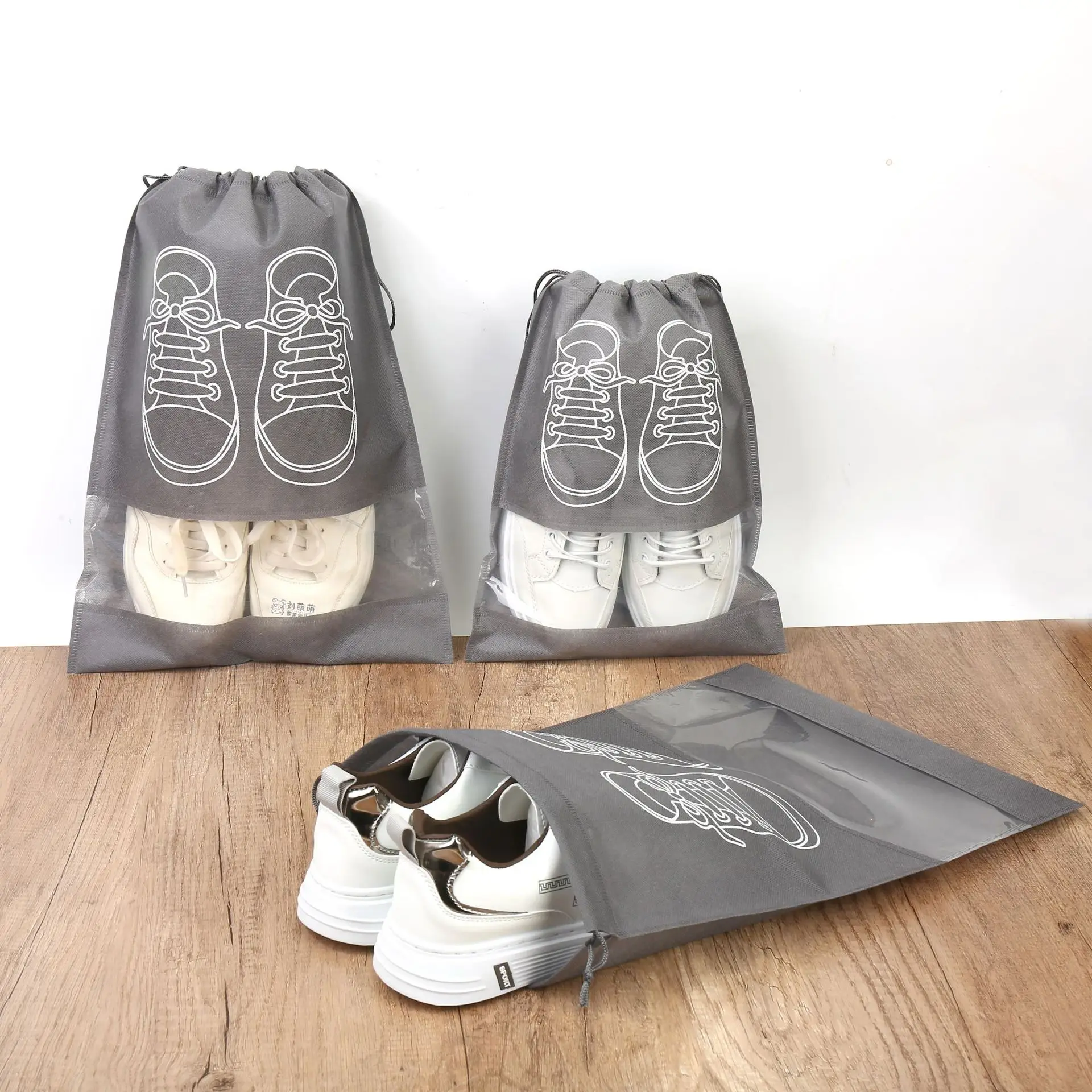 

5pcs Non-woven Shoe Bag Storage Bag Shoe Storage Drawstring Drawstring Mouth Shoe Storage Bag Dust Bag Zipper Shoe Bag