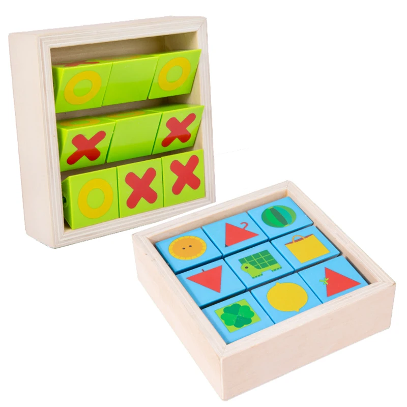 

Children Color Shape Matching Games Puzzle Toys Tic-Tac-Toe Chess Board Games Educational Wooden Toys Logical Thinking Training