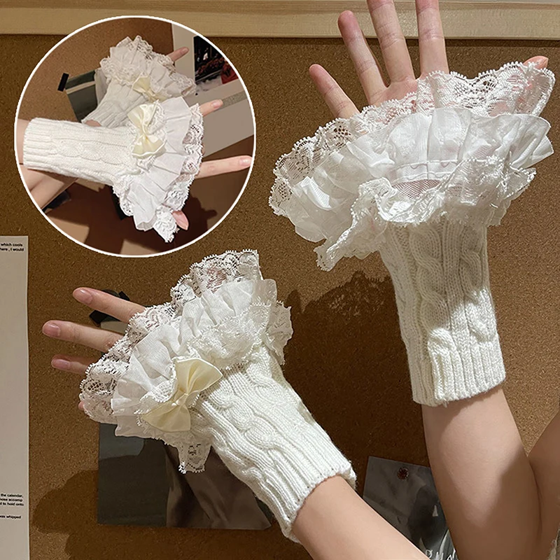 Перчатки с искусственными рукавами для женщин Millennium Y2k Spicy Girl кружевной бант