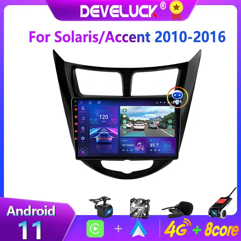 Автомагнитола 2 Din на Android 11 для Hyundai Solaris 1 Verna Accent 2010-2016 мультимедийный видеоплеер