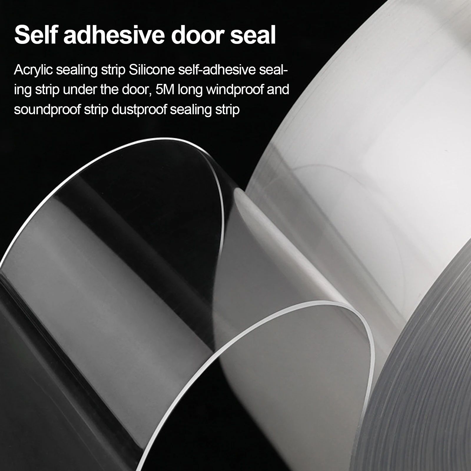 

Acrylic Sealing Strips Silicone Self-adhesive Sealer Under The Door, 5M Long Windproof And Soundproof Dustproof Sealing Strip