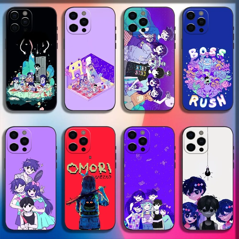 O-Omori Game Phone Case For iPhone 16 15 14 13 12 11 Pro X XS Max XR Plus Mini Soft Black Cover
