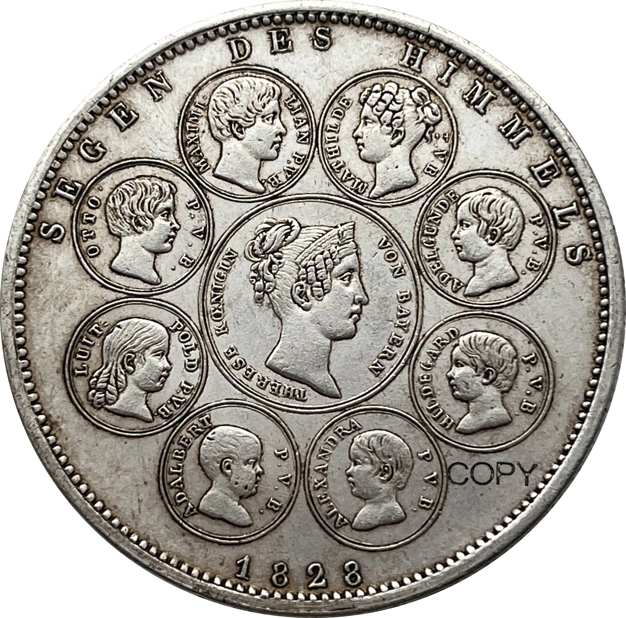 Баварийское немецкое государство 1828 г. 1 оргмент герметик Луис и Посеребренная