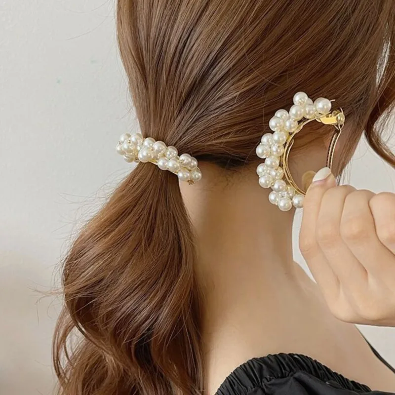 

Korean Elegant Imitation Pearl Hair Clip For Women Ponytail Hairgrip Girls Chic Barrettes Fashion Hairpins Hair Accessories Gift