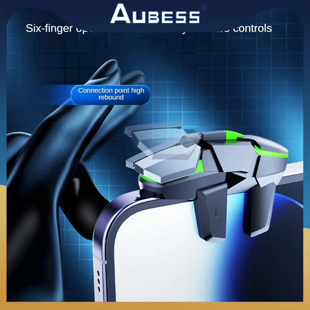 

4.5-7.1 Inch Stable Shooter Joystick Six Fingers Controller Triggers Mechanical Fire Aim Button For Pubg Zinc Alloy Universal