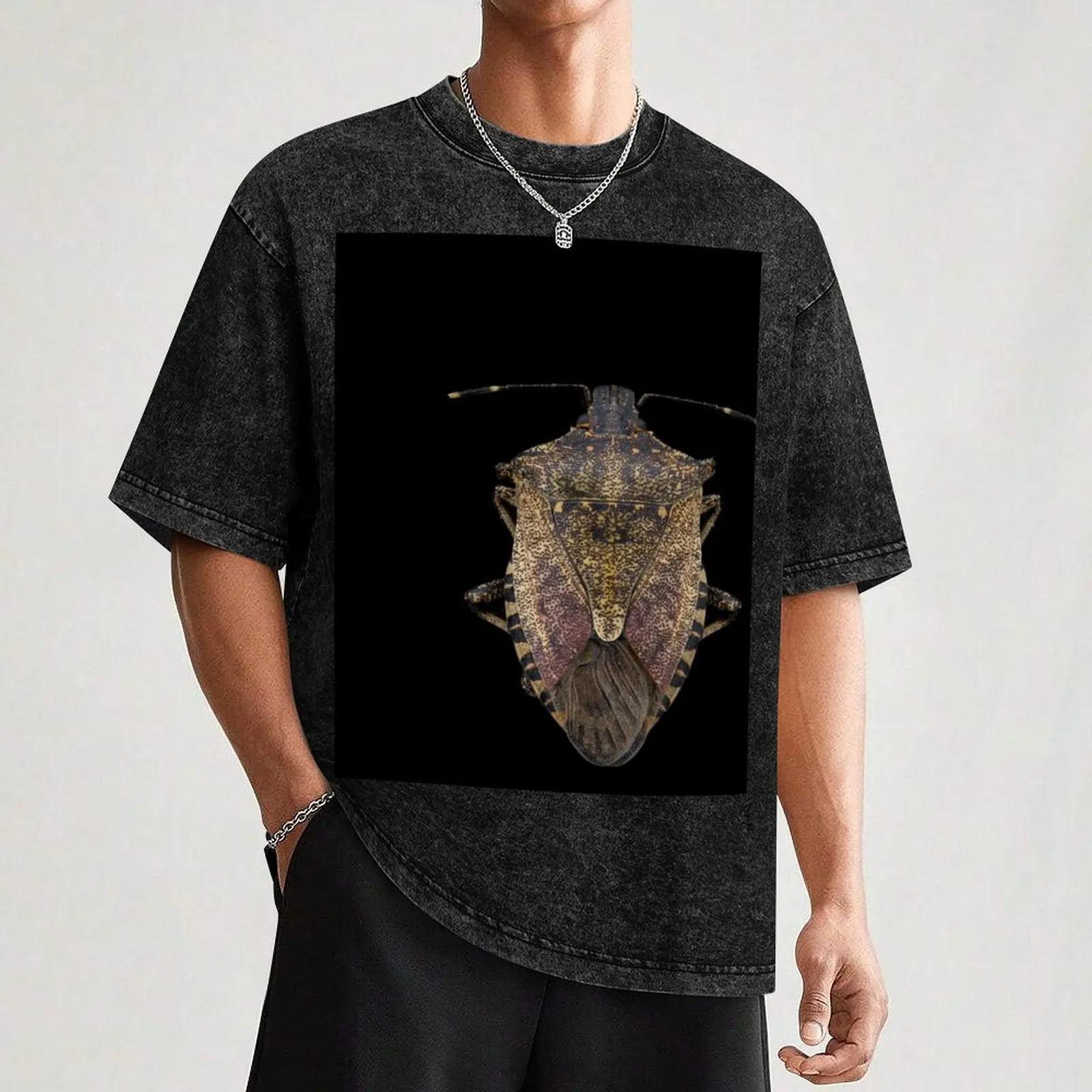 Коричневая футболка Marmorated Stink Bug (Halyomorpha halys) милые топы лето 2025 футболки больших