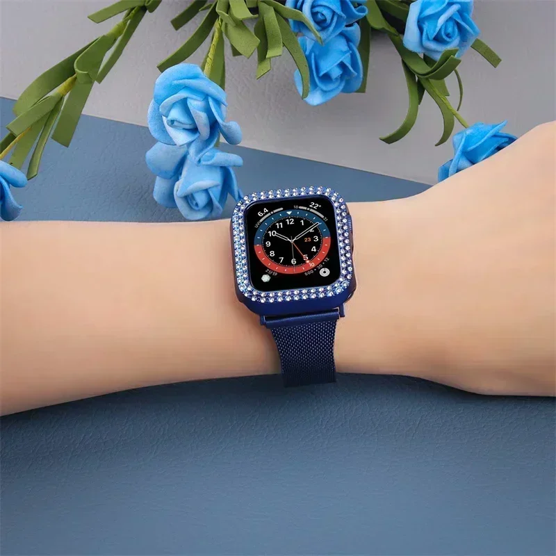 Фото Чехол с алмазной защитной пленкой для Apple Watch 9, 8, 7, 45 мм, 41 мм, защитное стекло для iWatch серии 6, 5, 4, SE, 41 мм, 44 мм, аксессуары №5
