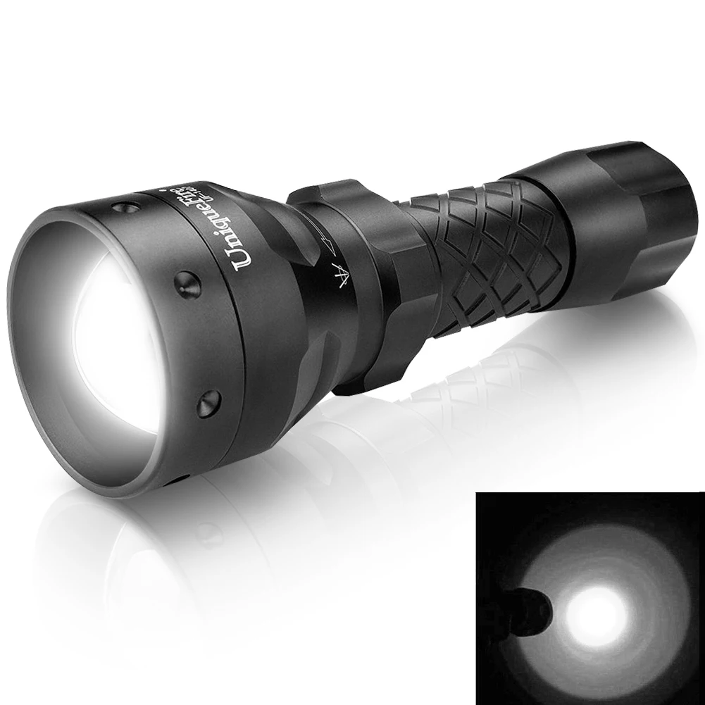 

UniqueFire 1407 XM-L2 LED Flashlight 5 Modes Super Bright White Light Torch Zoomable Camping Waterproof Focus Lamp for Hunting