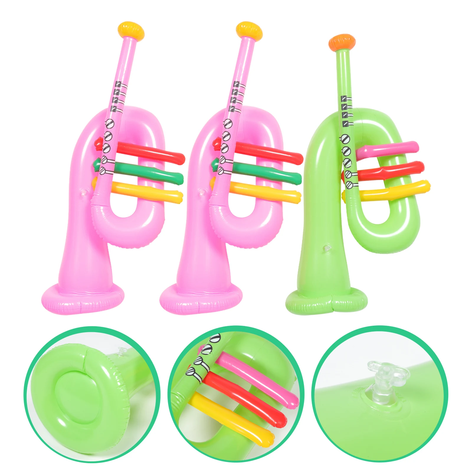 

3 Pcs Children'S Inflatable Instrument Big Horn Horn Craft Portable Instrument Props Music Tool Kids Party Children Accessory