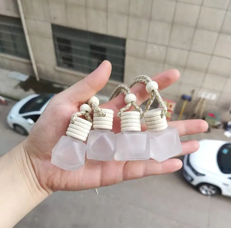 

6 мл, матовое стекло в форме алмаза, подвеска для автомобиля, пустая бутылка для автомобиля, фотография SN1274