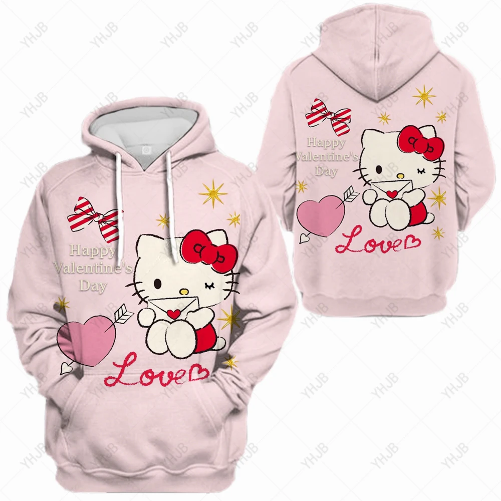 

JapanesClothes Cartoon Hello Kitty Hoodie Women Long Sleeve Tops Aesthetic Pullovers Y2k Loose Sweatshirt Hooded Female Clothing
