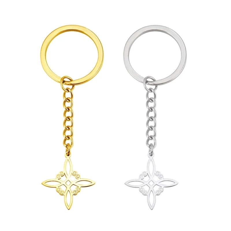 

Stainless Steel Knot Keyring Amulets Witch Knot Keychain Pendant Gift 264E