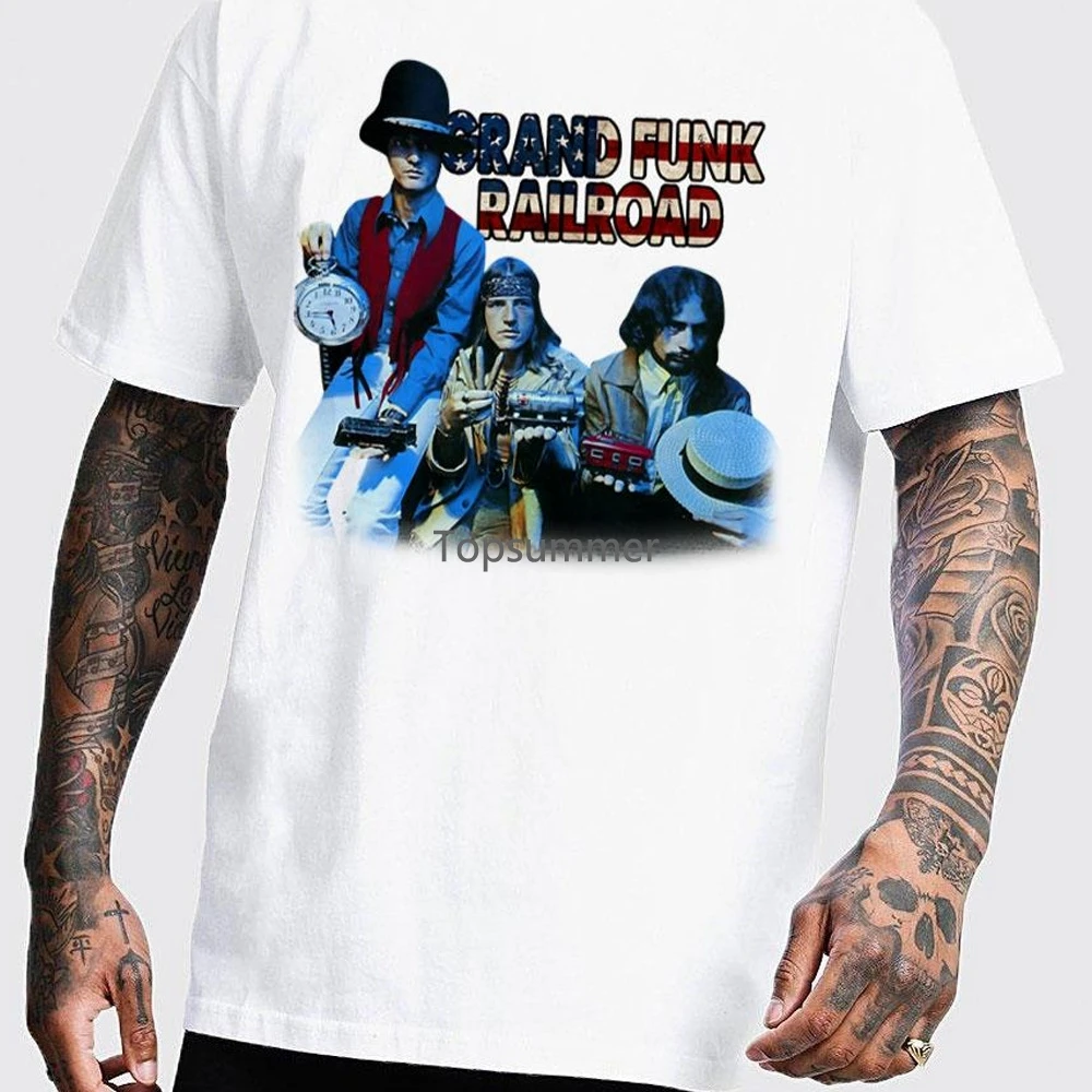 

Grand Funk Railroad Poster Vtg T-Shirt White Short Sleeve All Sizes 1Pt687
