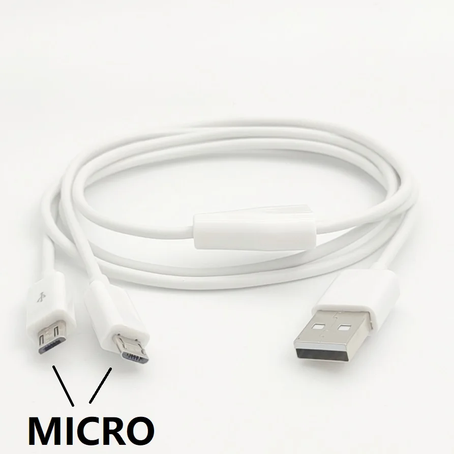 

1m 3ft Micro USB Splitter Cable USB 2.0 to Dual Micro USB Y Charge Data Cable