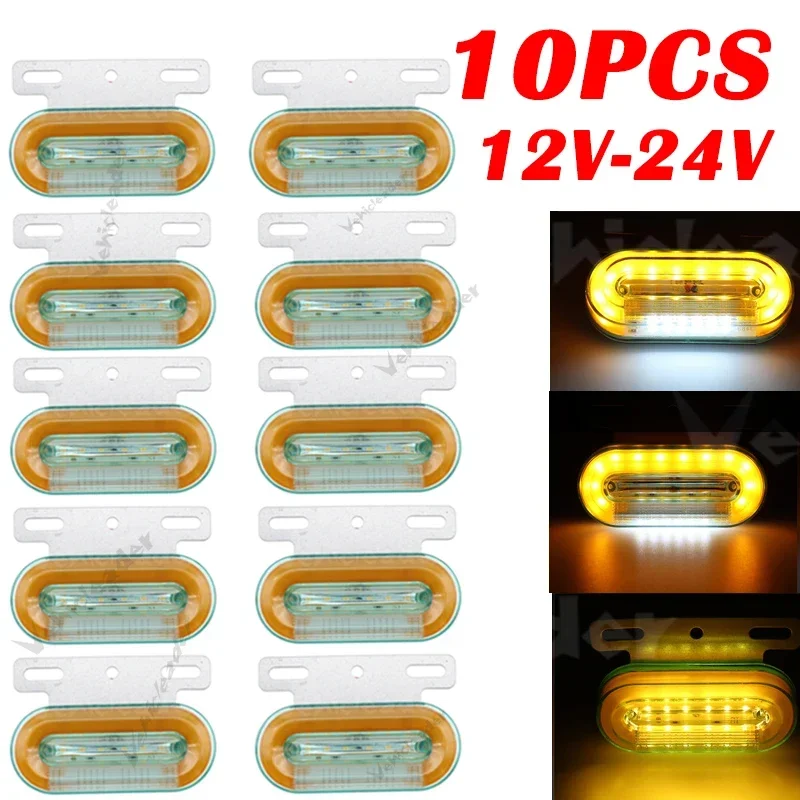 

10 шт. аксессуары для фургонов 12 В 24 в боковой фонарь для грузовика предупреждающий хвост оранжевый 3 режима индикатор сигнала для грузовика светодиодные задние фонари для прицепа