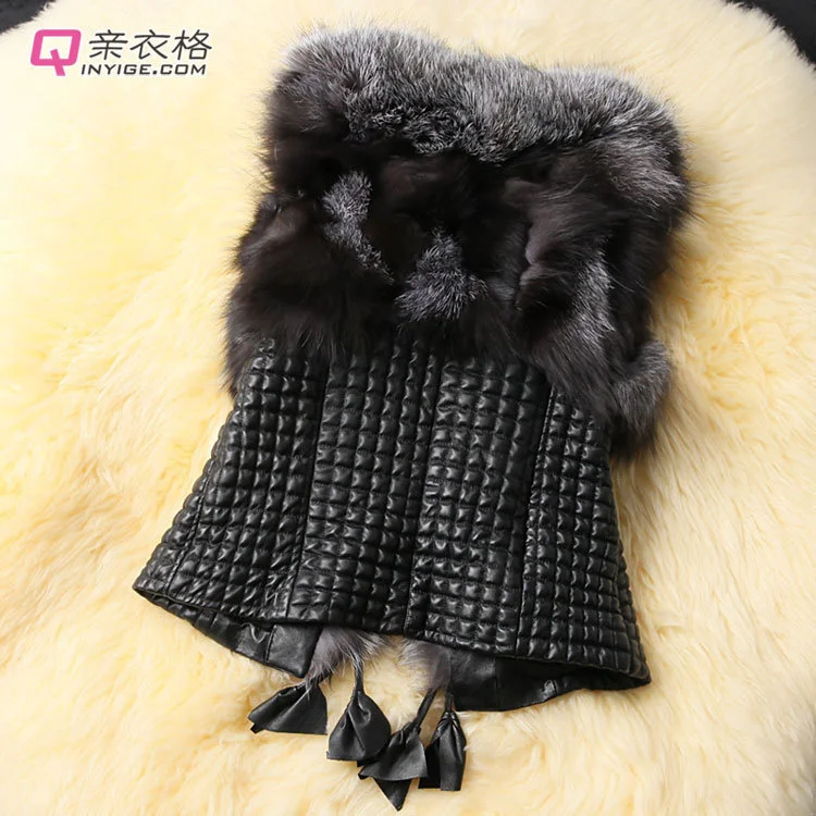 ICCLEK Fur one women's simulated fur vest coat plus size women's Vest fur short clip