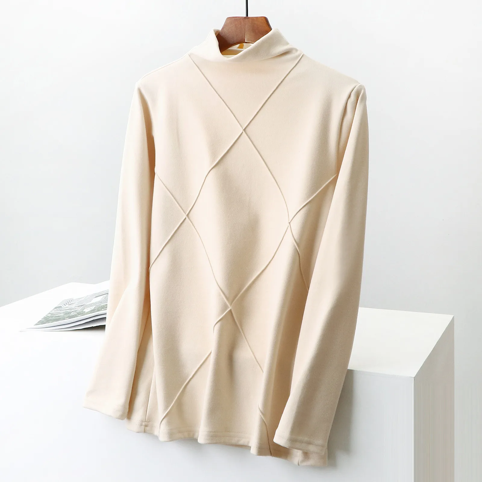 Женская повседневная осенне-зимняя разноцветная вязаная термоводолазка с