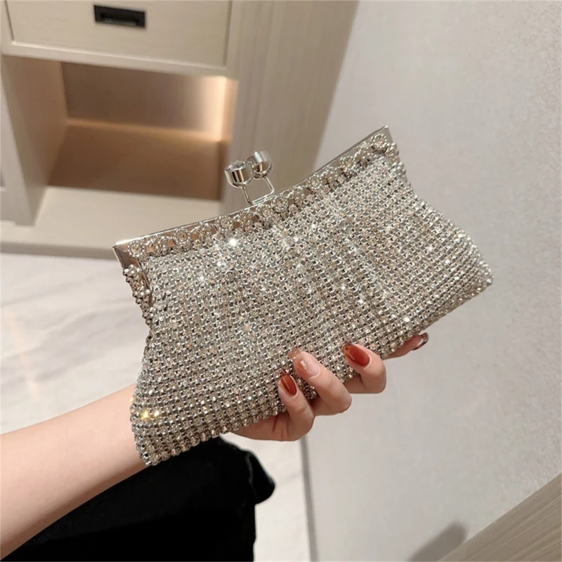 

M6CC Women Evening Bag Bridal Clutch Party Prom Wedding Handbag Crossbody Shoulder Bags Detachable Chain Purse