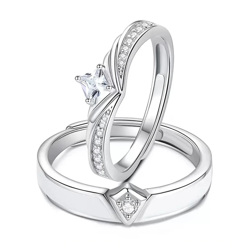 

New 925 Silver Plated Couple Rings Fashion Princess and Knight Ring For Women Men Lover Anniversary Wedding Jewelry Accessories