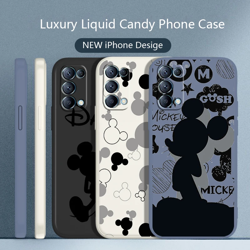 

Mickey Fashion Baby Phone Case For OPPO Find X5 X3 X2 neo Pro Lite A5 A9 2020 A96 4G 5G Liquid Rope Candy Color Cover
