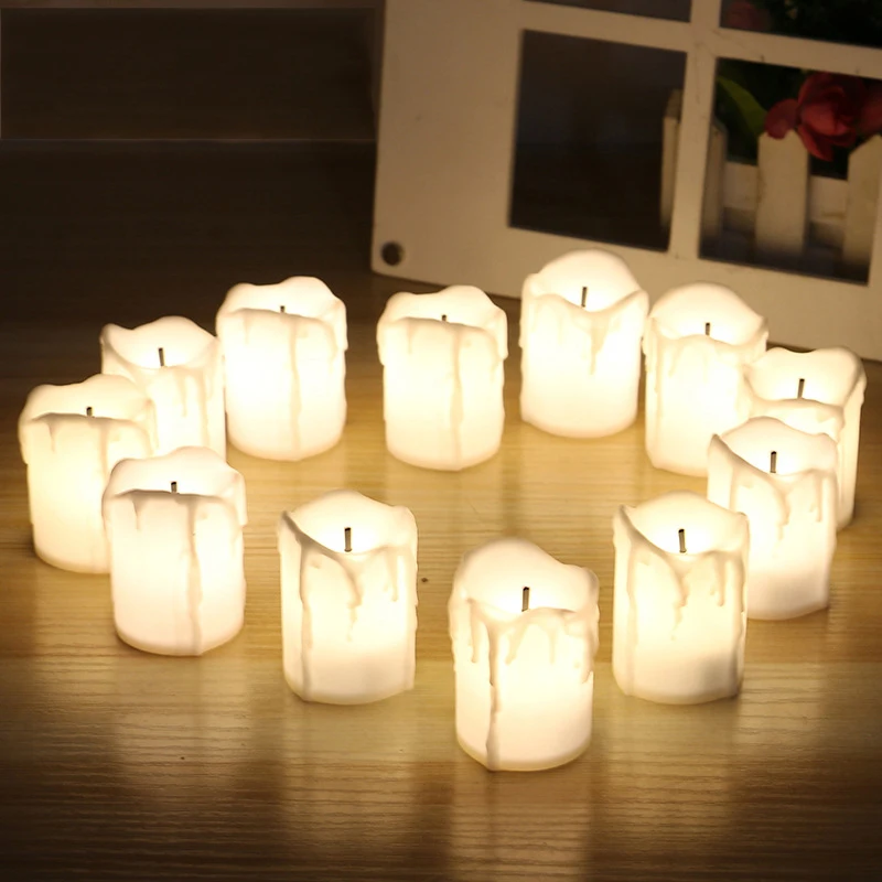 6/12 Buah Tanpa Api LED Lampu Lilin Terang Baterai Dioperasikan Lampu Teh dengan Api Realistis Natal Liburan Pernikahan Dekorasi Rumah