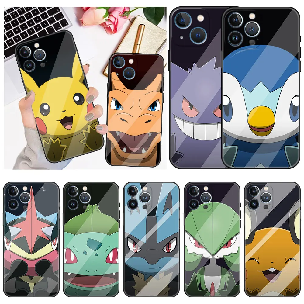 

Cartoon Cute Pokemon Case For Apple iPhone 14 11 13 12 Pro 7 Plus XR X XS Max 6 6S 13Pro Max Black Silicone Phone Funda