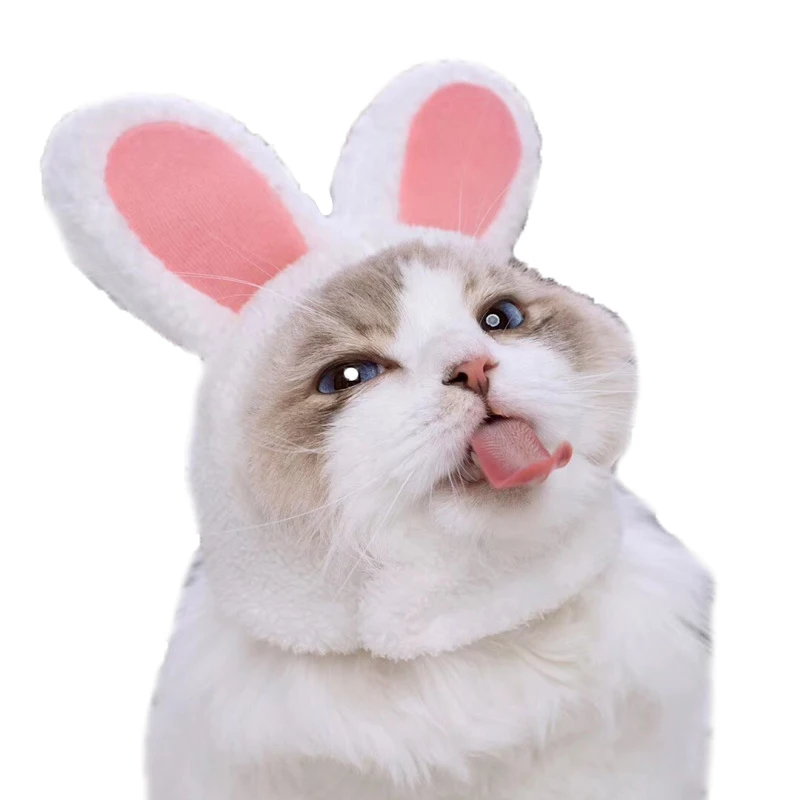 

OLN Cute Cat Dog Plush Rabbit EarHat Photo Prop Headwear Costume Performance Kitten Headwear Supplies Warm Hood Pet Accessories