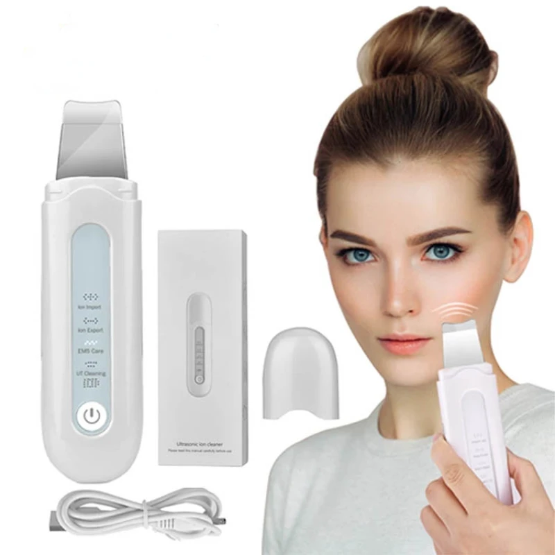 

Ultrasonic Ion Face Wash Scraper EMS Facial Massager Cleansing Ion Imported Whitening Pore Cleaner Peeling Shovel Face Cleansing