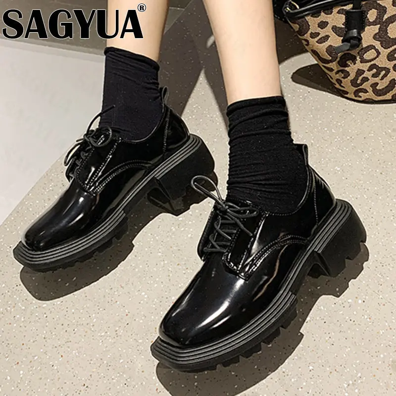 

Женская повседневная обувь на низком каблуке, с квадратным носком и перекрестной шнуровкой, Модная студенческая форма на массивном каблуке...