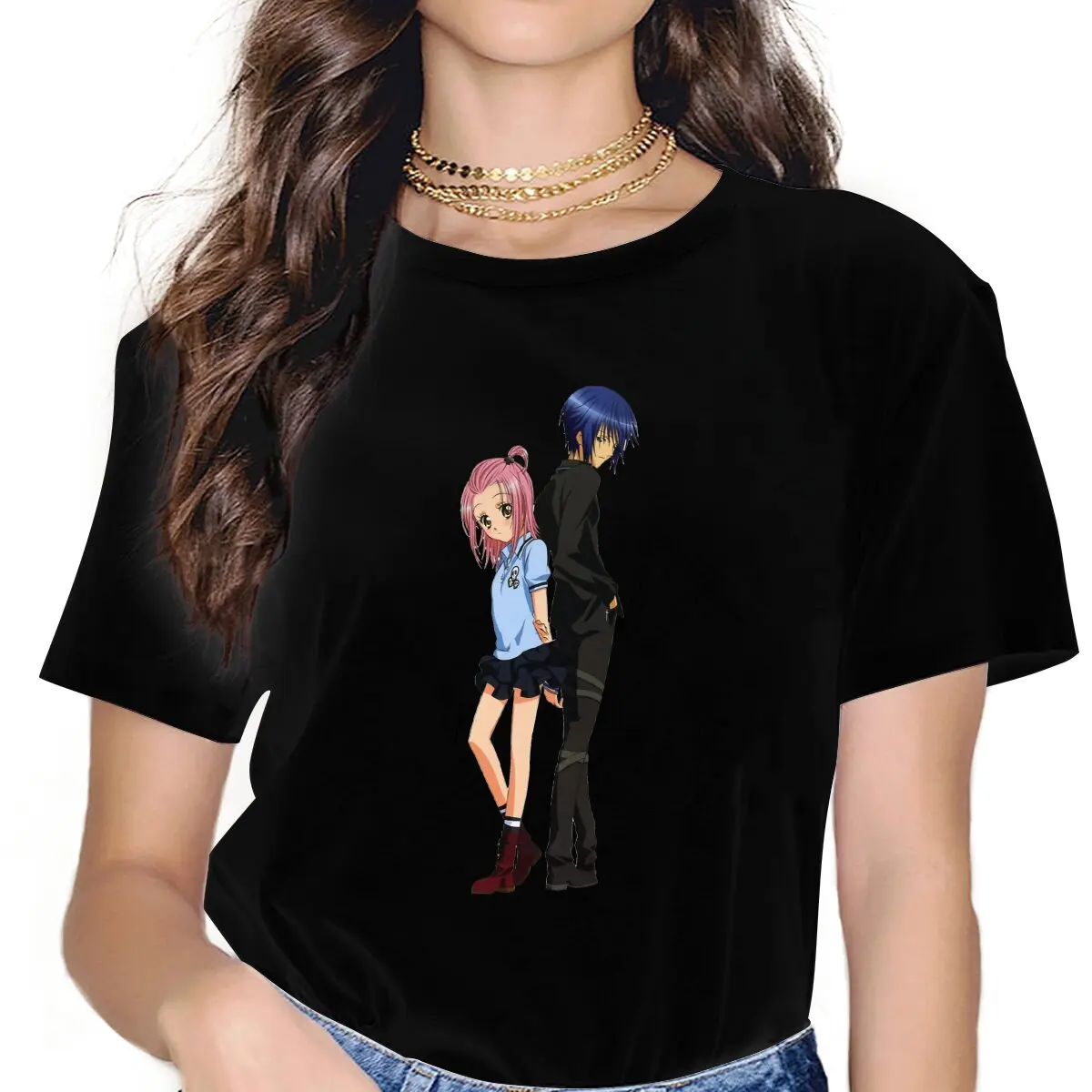 

Women Hinamori Amu And Tsukiyomi Ikuto T Shirts Shugo Chara Clothes Vintage Short Sleeve Round Collar Tees New Arrival T-Shirts