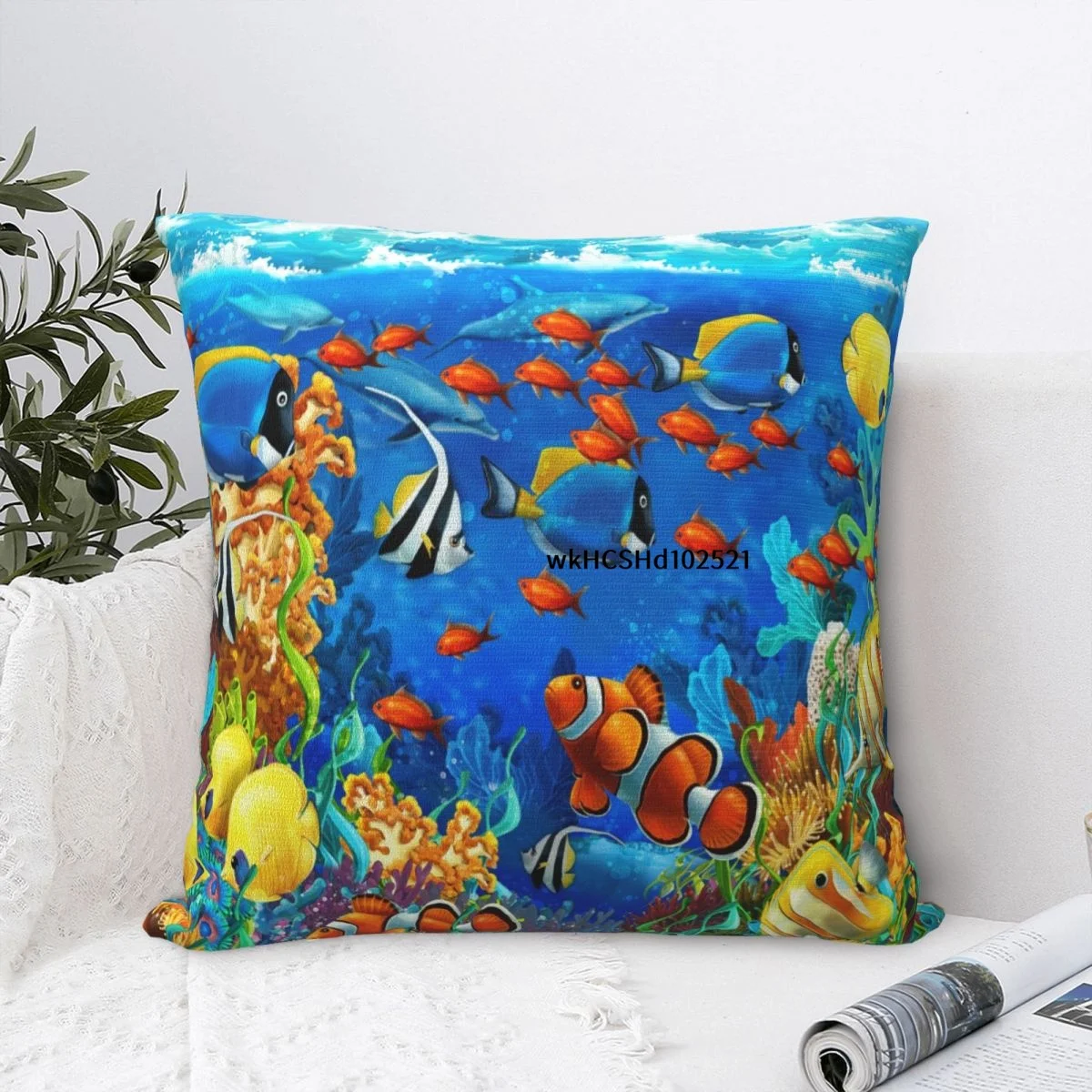 

Подводная наволочка для подушки «океанская рыба», квадратная наволочка для дивана, домашний декор, двухсторонний принт