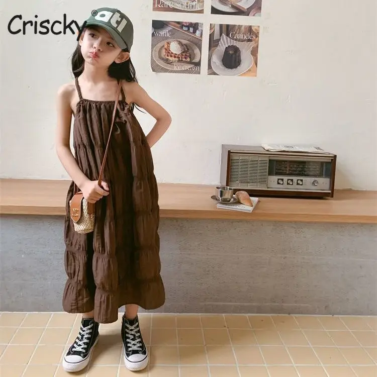 

Criscky Toddler Girls Dresses Tulle Fluffy Party Dress Pleated Dress for Girls Straps Dresses Summer Kids Clothes Vestido