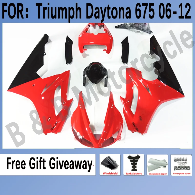 

Новинка, литьевая пресс-форма ABS для мотоцикла, комплект обтекателей 100% для Triumph Daytona 675 06 07 08 675R 09 10 11 12, обтекатель для кузова красного и черного цвета