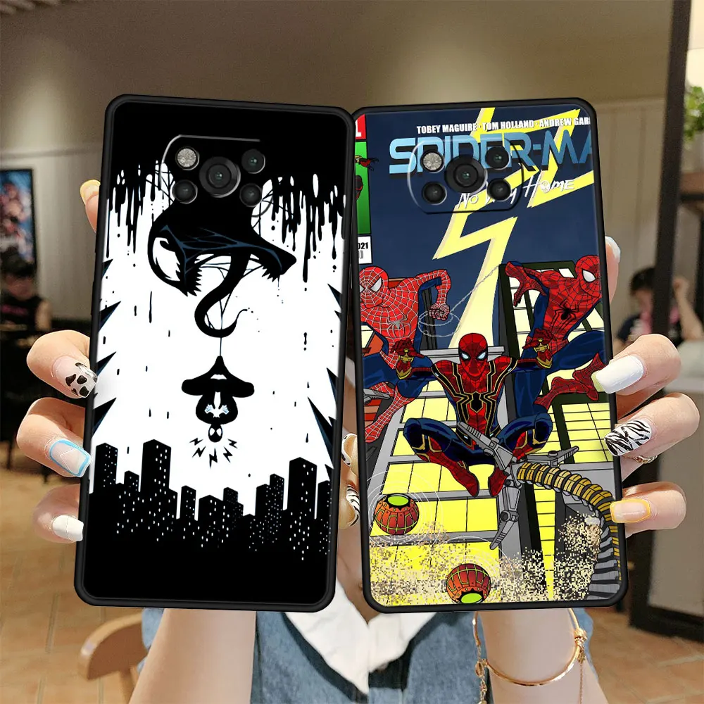 

Celular Soft Superhero Spiderman Marvel Fashion Case for Xiaomi Poco Redmi F3 X4 M3 7 Pro X3 NFC 8 Note 9 9S 10 11 F2