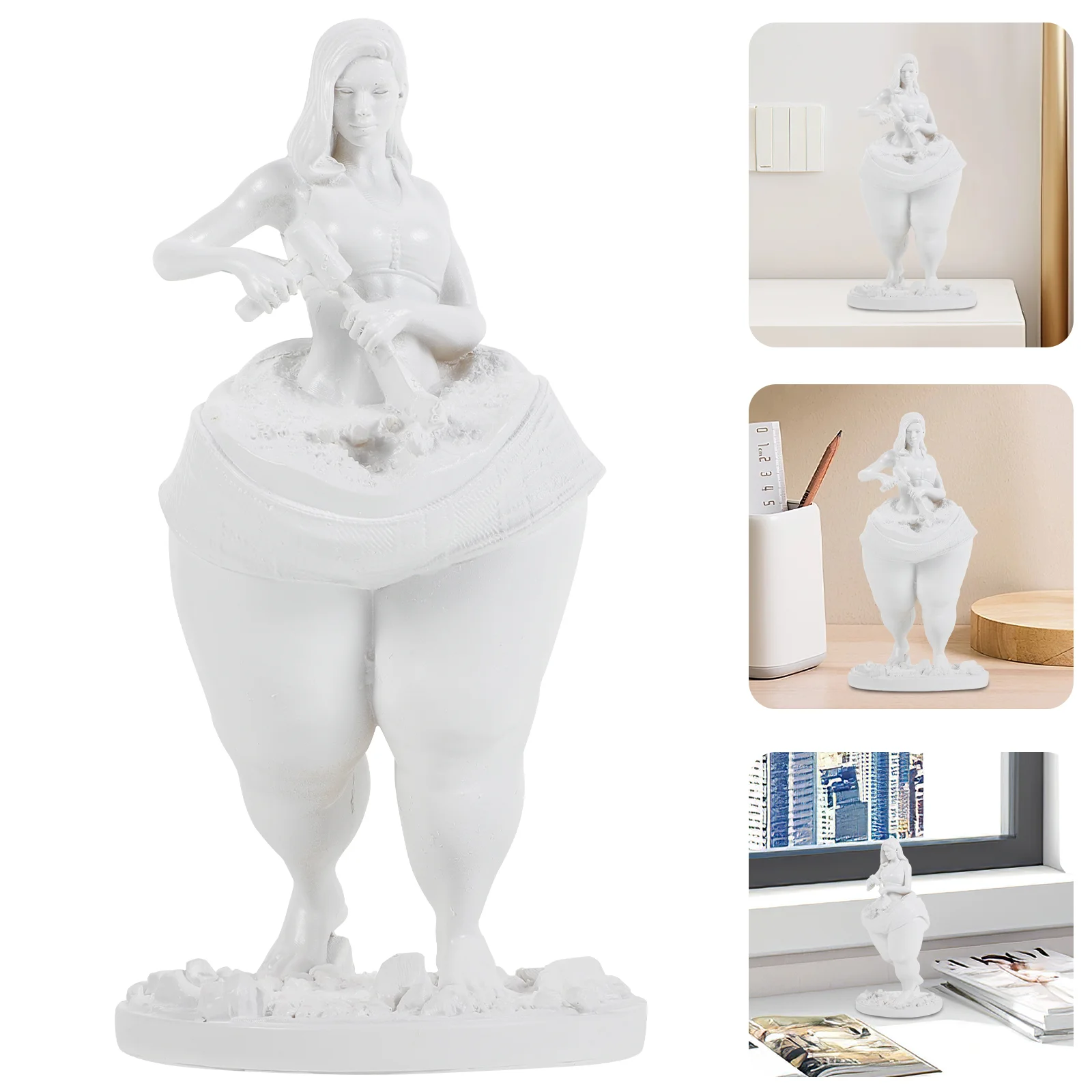 

Fitness Ornament Home Desktop Decoration Resin Woman Statue Office Desk Decor