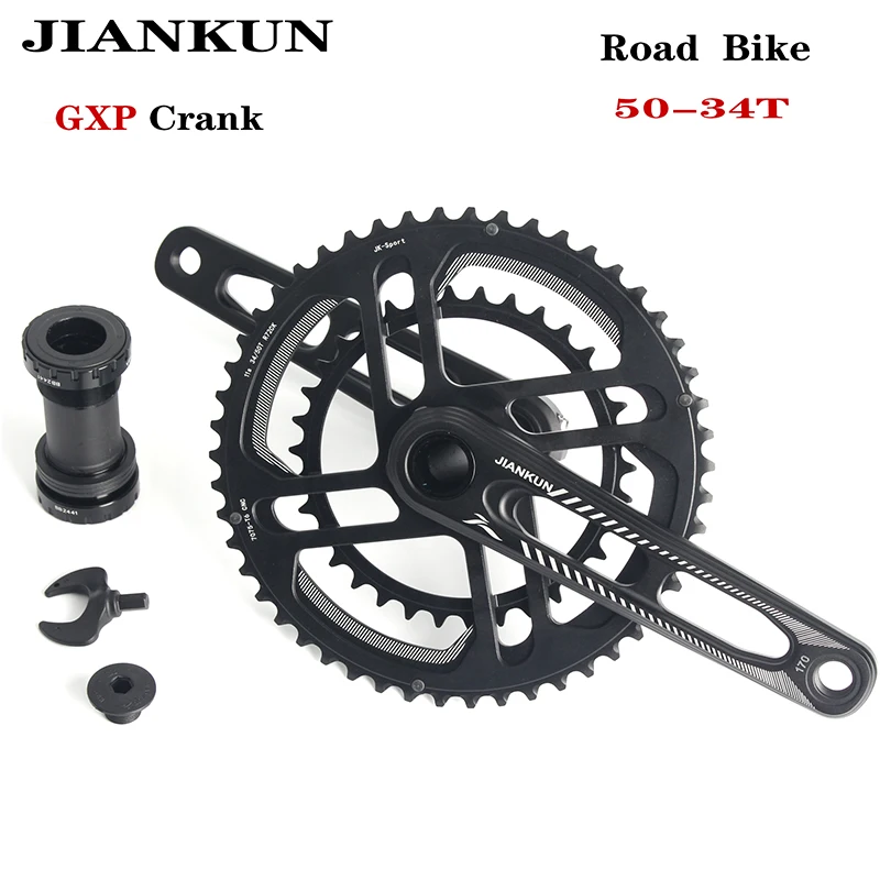 JIANKUN Ultralight Road Cycling Crank Set 170mm  Aluminum Alloy Hollow Bcycle Crank Set Of Double Disk 50-34T 52-36T Sprocket