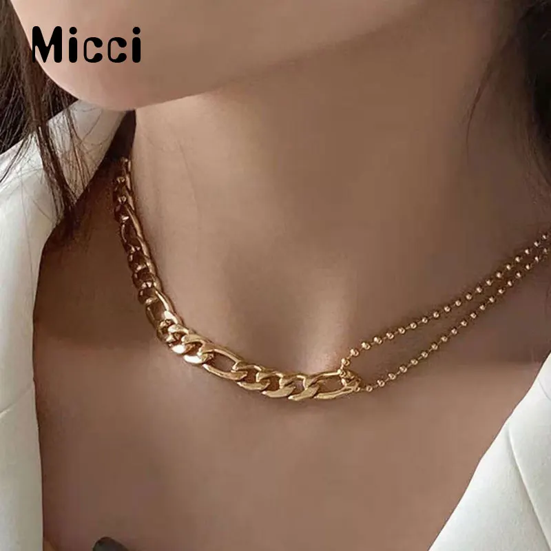 

Micci New Fashion Simple Ball Chain Stitching Figaro Chain Titanium Steel Necklace Women's Clavicle Chain Fashion Jewelry