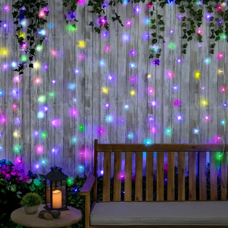 

Multi-Color Cascading Curtain Lights with Music Sync for Outdoor and Indoor Use - Battery Powered Office decor Dachsund Fishing