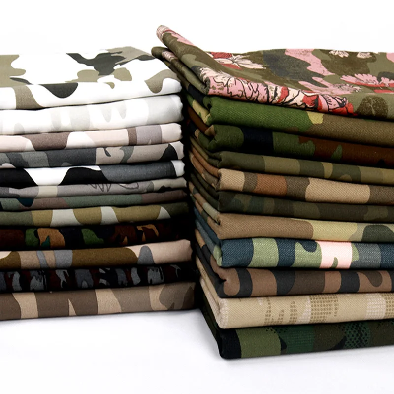

Camouflage Fabric Pure Cotton Woven Twill By The Meter for Clothing Coats Workwear Sewing Thick Summer Cloth Green Drape Textile