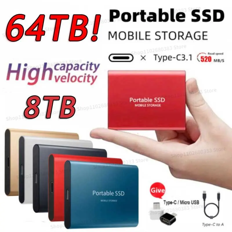 

Оригинальный внешний жесткий диск 256 ТБ SSD 32 ТБ SSD Usb 3. 0 Type-C твердотельный накопитель для мобильного телефона жесткие диски 16 Тб для настольного ПК ноутбука