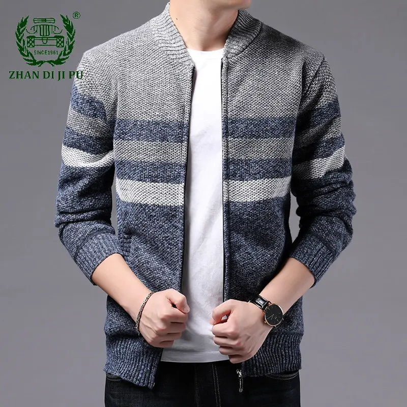 

New Men's Knitted Cardigan Vintage Casual Fashion Knitted Patchwork Jacket Thicken Zipper Trend Streetwear Knitted Cardigan Men