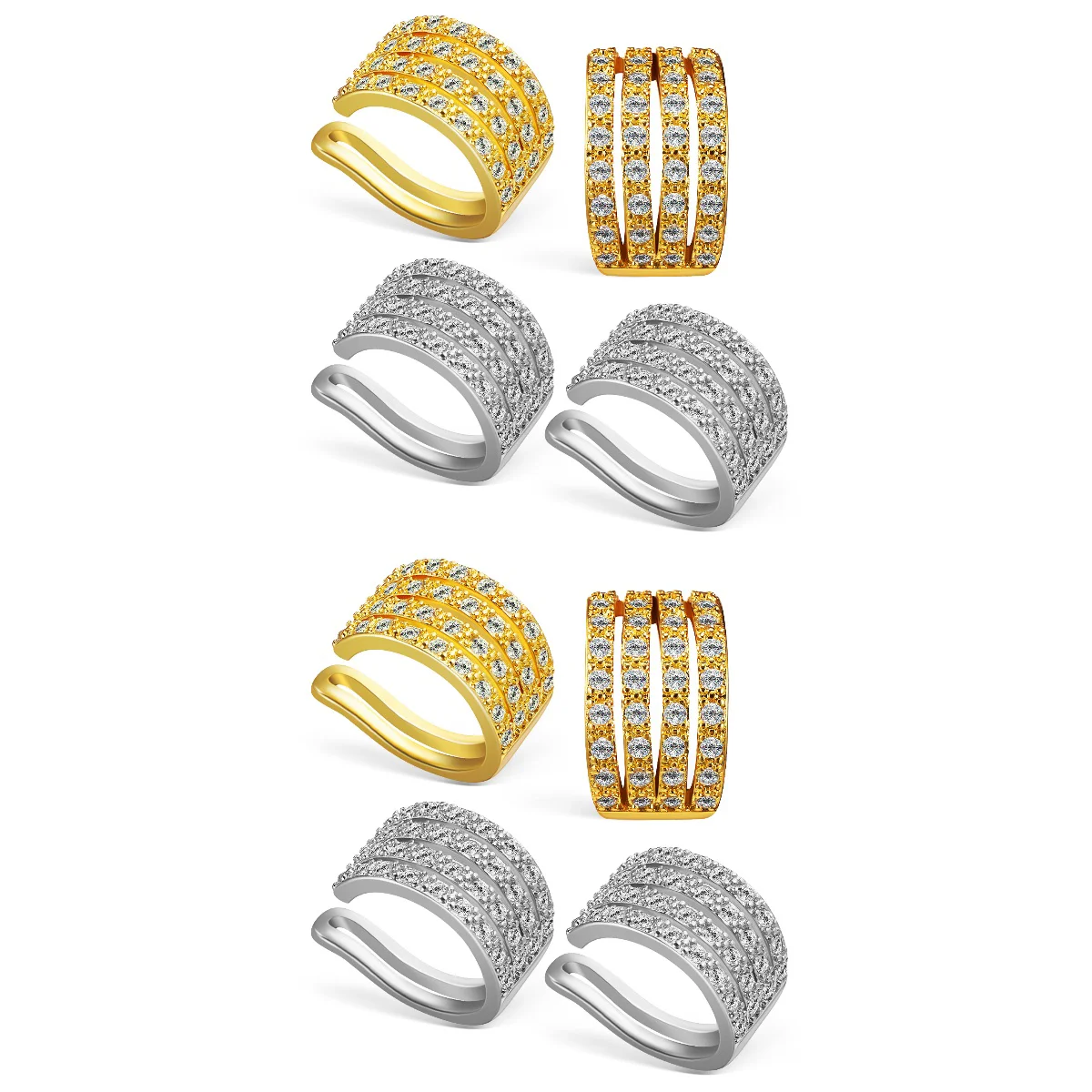 

8 Pcs Cuff Earrings Women Girls Sparkling Cubic Zirconia Ear Cuffs Non- Jewelry